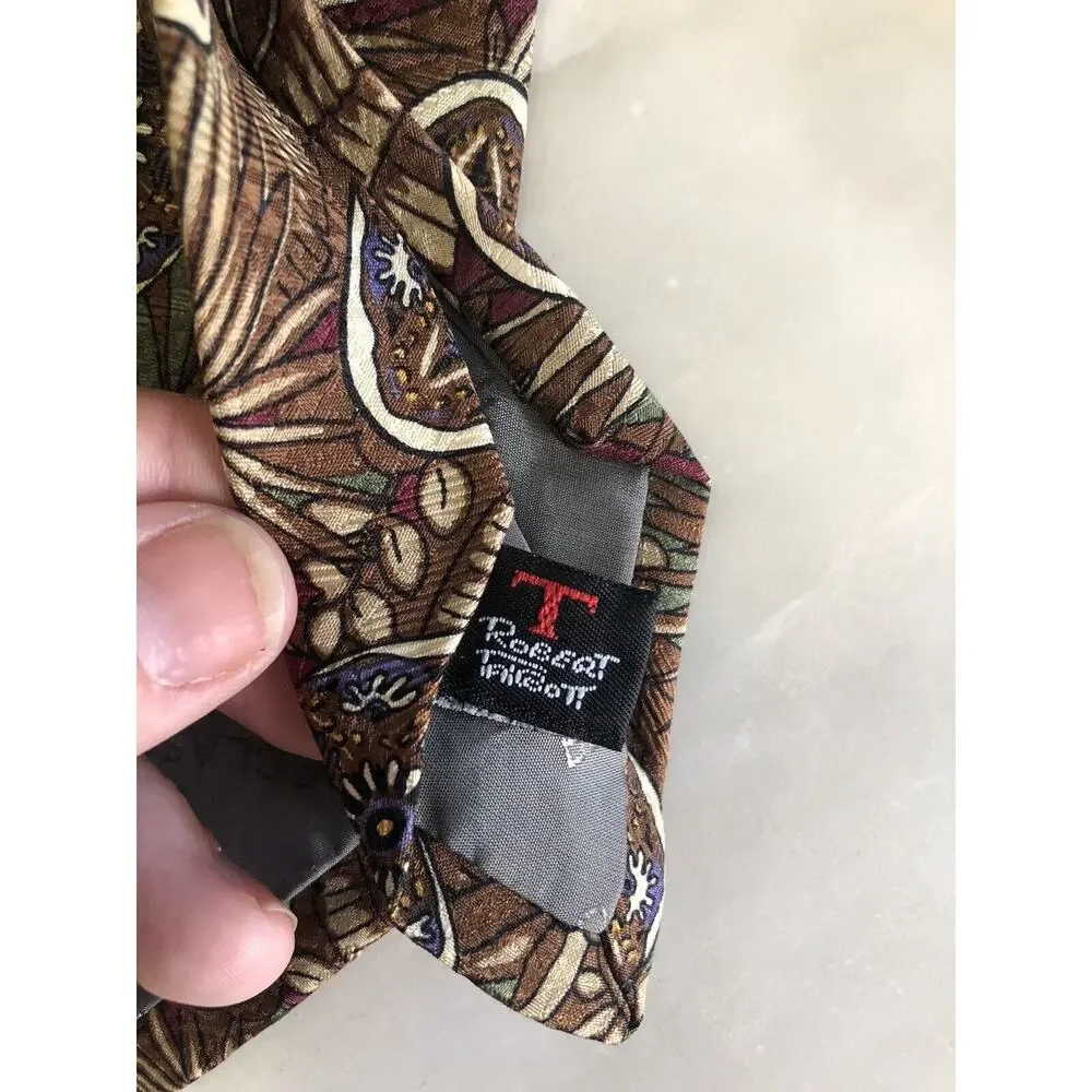 Robert Talbott Best of Class Men's Silk Tie Brown Tan Southwestern Tribal Tropic